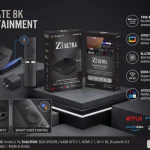Z1 Ultra Google TV Box – 8GB RAM, 64GB Storage, Android 16, 8K Streaming Media Player